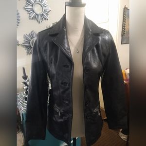 Black Women's Leather Jacket Size Small